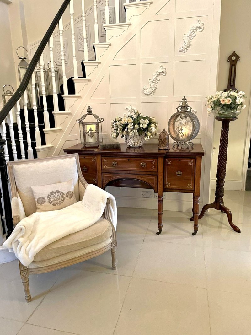 Fine Quality Antique Regency Brass Inlaid Mahogany Breakfront Sideboard - Image 3